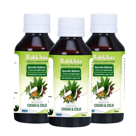 Buy Babkhas Ayurvedic Adulsa Cough Syrup 100ml, Pack of 3 | Ayurvedic ...