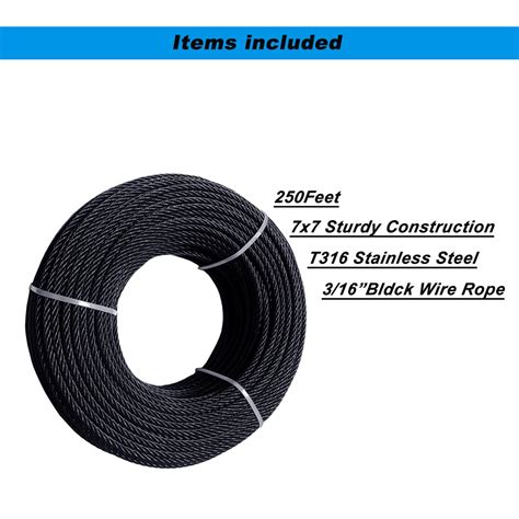 Sowtowe 3/16 Black Cable Railing Hardware,250ft Black Wire India | Ubuy