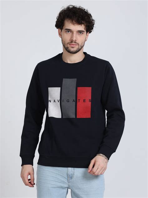Shop Men's Black Full Sleeves Casual Sweatshirt Online