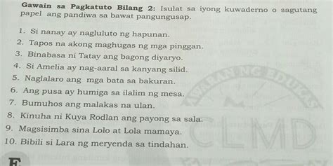 Gawain sa Pagkatuto Bilang 2:Isulat sa iyong kuwaderno o sagutang papel ...