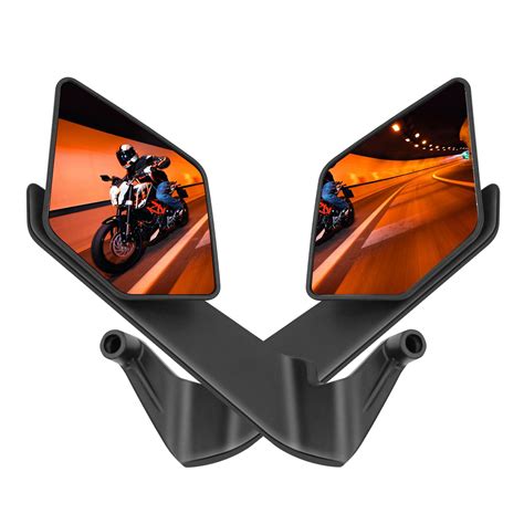 Motorcycle Mirrors Stealth Wing Style Rear View Mirrors Max Adjustable ...