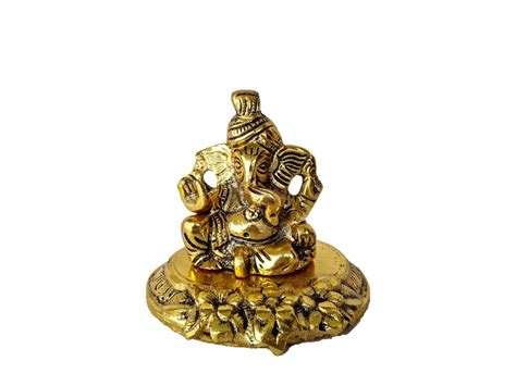 Buy Craftoholics Pagdi Ganesh Decorative Showpiece Gold Colour Metal ...