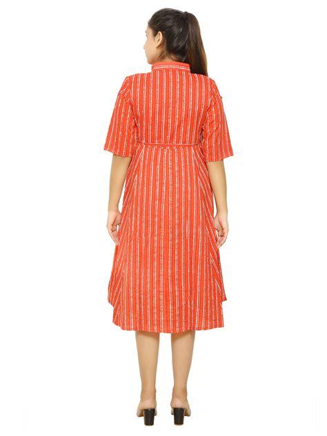 Red Shirt Pattern Cotton Maternity and Feeding Dress