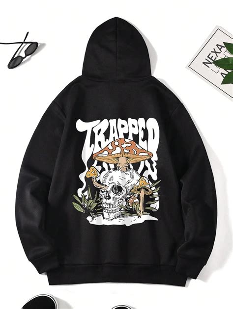 Men Skull & Letter Graphic Thermal Lined Hoodie | SHEIN USA