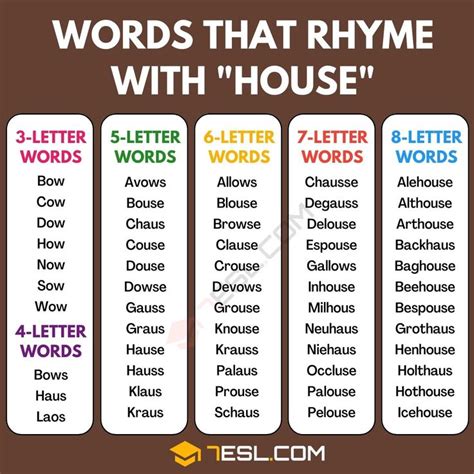 581 Cool Examples of Words that Rhyme with House