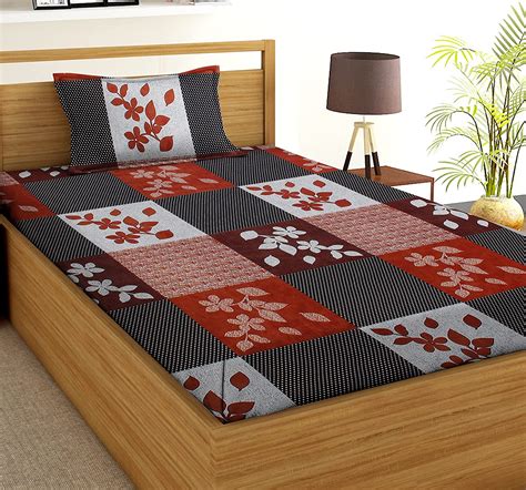 Buy la' amour Glace Cotton 144 Tc Pack of 1 Single Bed Sheets with 1 ...
