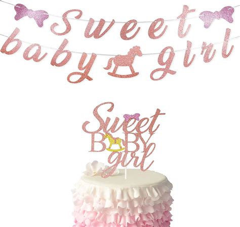 Little Man Rose Gold Baby Girl Banner and Cake Topper Set - India | Ubuy