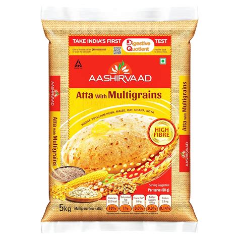 Aashirvaad Atta with Multigrains, 5kg pack, The High Fibre Atta ...