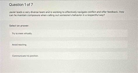 Solved: Javier leads a very diverse team and is working to effectively ...