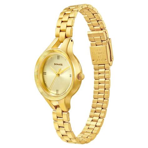 Buy Online Sonata Gold Edit Champagne Dial Women Watch With Stainless ...