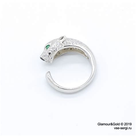Кольцо Cartier Panthere белое крупное с камнями универсальный размер ...