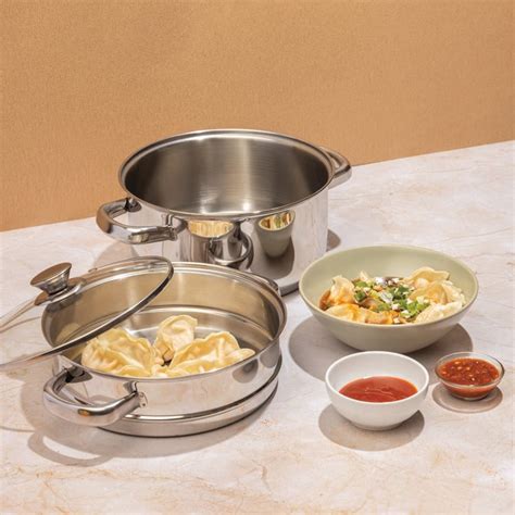 Buy VINOD Stainless Steel 2 Tier Steamer with Glass Lid - 25cm from ...
