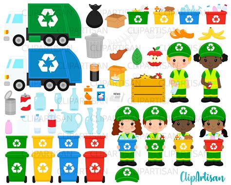 Recycling Clip Art Garbage Truck Clipart Earth Day - Etsy Canada
