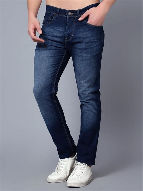 Men's Ultra Narrow fit Medium Fade Dark Blue Jeans – Cantabil