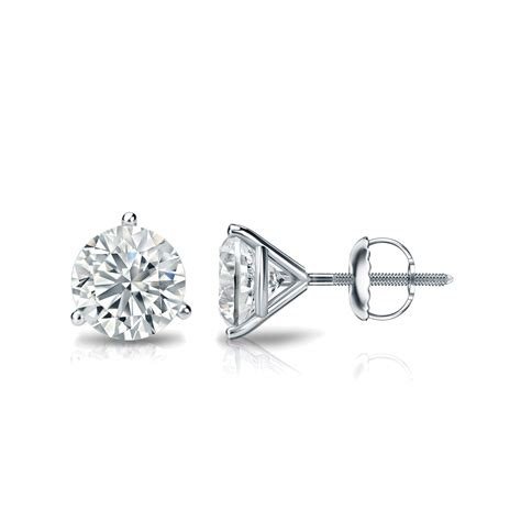 Buy 1 Carat Lab Grown Diamond Stud Earrings in 14k White Gold Round(E-F ...