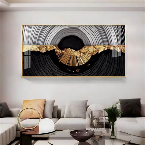 Modern Art In Gold and Black Premium Acrylic Horizontal Wall Art - The ...