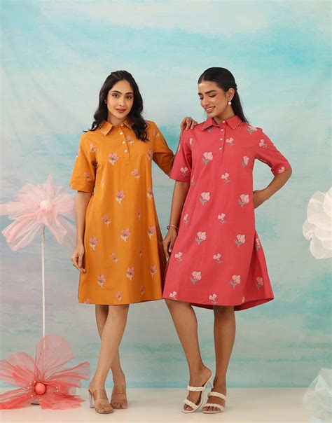 MEIRA MUSTARD EMBROIDERED SHORT DRESS – Studio Misri