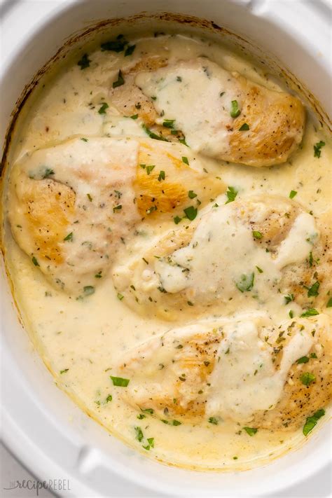 Crockpot Creamy Garlic Chicken [VIDEO] - The Recipe Rebel