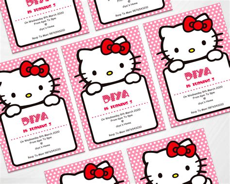 Hello Kitty Theme Customized Invite | Birthday Party Decoration Online ...