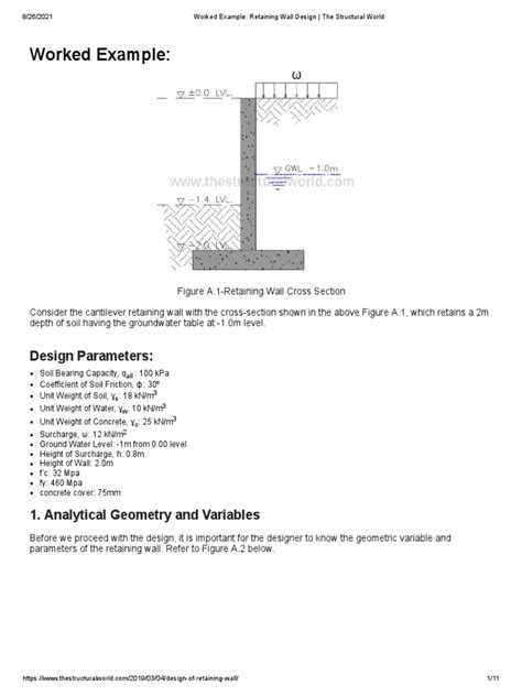 Image result for Retaining Wall Design Example