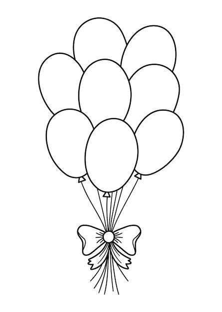 Vector mignon bouquet noir et blanc de ballons avec archet. Cadeau d ...