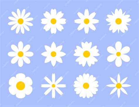 Premium Vector | Set of white daisies from geometric figures collection of abstract silhouettes ...