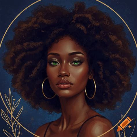 Stylized portrait of a woman with vibrant, multi-colored afro-textured ...