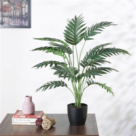 Artificial Palm Plants 18 Leaves with Pot Greenery Plants With Black P ...