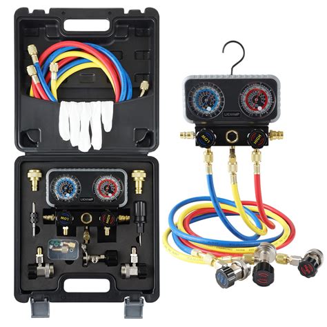 Lichamp AC R1234YF R134A Gauge Set, Automotive Manifold Gauge ...