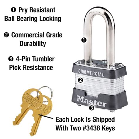 Master Lock Commercial Keyed Padlock, 1-9/16-in Wide x 1-1/2-in Shackle ...