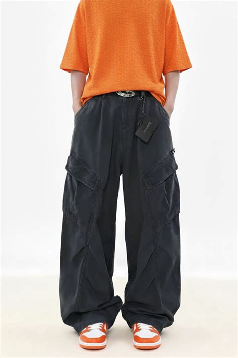 Buy 6 Pocket Unity Cargo Pants Grey – Wide Leg Cotton Utility Fit ...