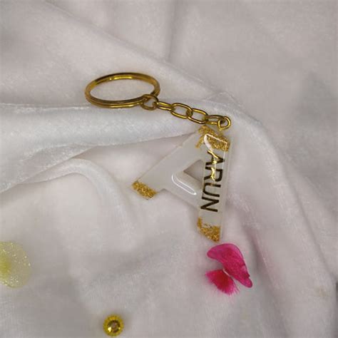 Personalized White Resin Keychains With A Initials for sale | Buy ...