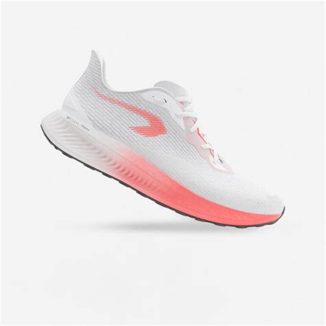 KIPRUN KD500 3 WOMEN'S RUNNING SHOES - WHITE AND CORAL