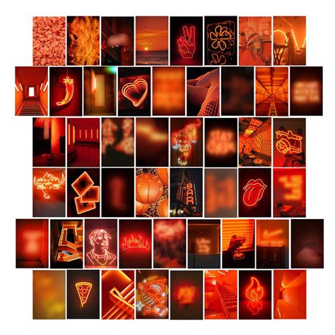 Ikatey 50PC Orange Neon Wall Collage Kit - Boys Aesthetic India | Ubuy
