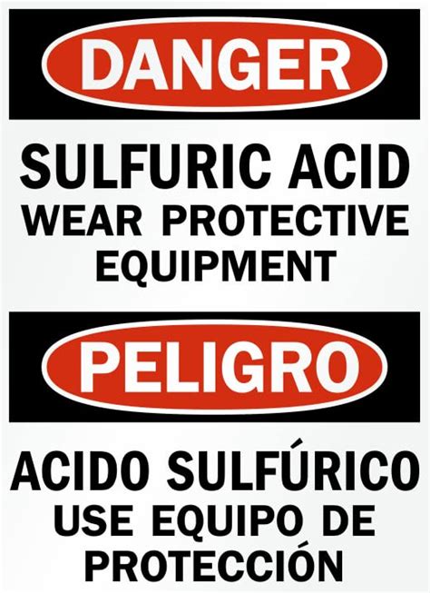 Danger sulfuric Acid wear Protective Equipment Signage, PVC Waterproof ...