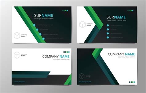 Set of Geometric Green Abstract Shape Business Card Concept 2439955 ...