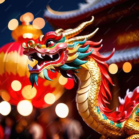 Premium Photo | Chinese dragon statuettes colorful representation of ...