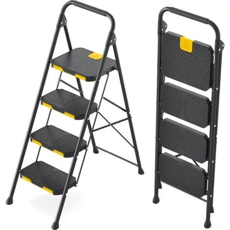 3 Step Ladder With Tool Platform, Folding Step Stool With Handrails ...