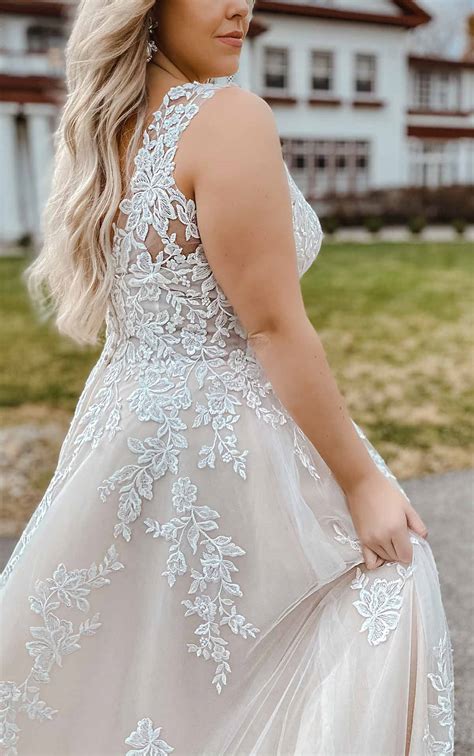 7169+ | Stella York | Romantic Lace Plus Size Wedding Dress with Long Sleeves | True Society ...