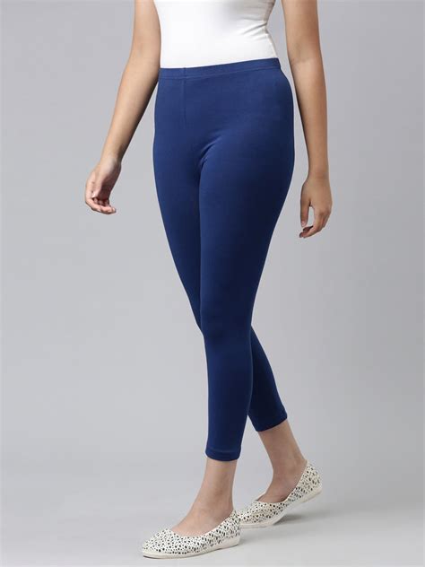 Girls Solid Light Ink Blue 3/4th Leggings