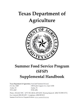 Fillable Online Texas Department of Agriculture, Food and Nutrition ...