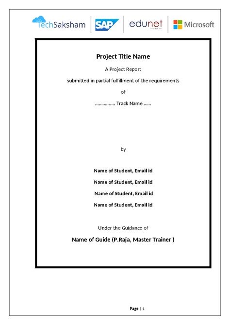 TSP 4.0 Capstone Project Student Report Teamplate - Project Title Name ...