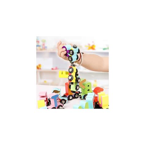 Buy QUOXO Wooden Trackless Trains Set, Alphabets Numbers Magnetic Train ...