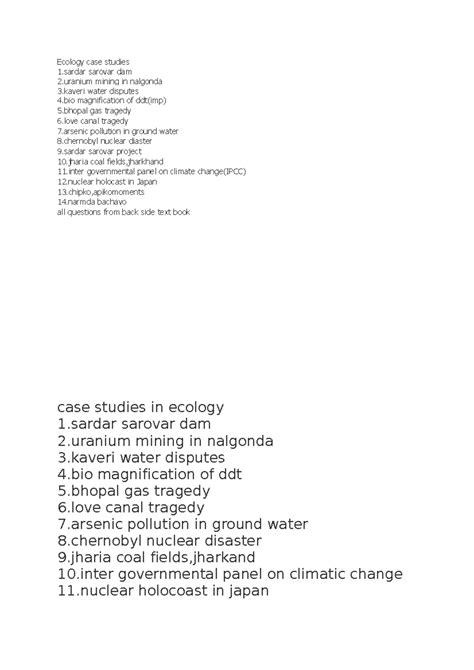 Ecology case studys - Ecology case studies 1 sarovar dam 2 mining in ...