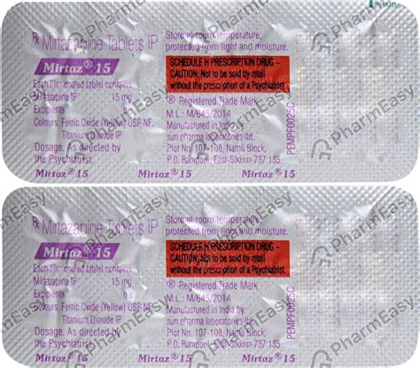 Mirtaz 15 MG Tablet (10): Uses, Side Effects, Price & Dosage | PharmEasy