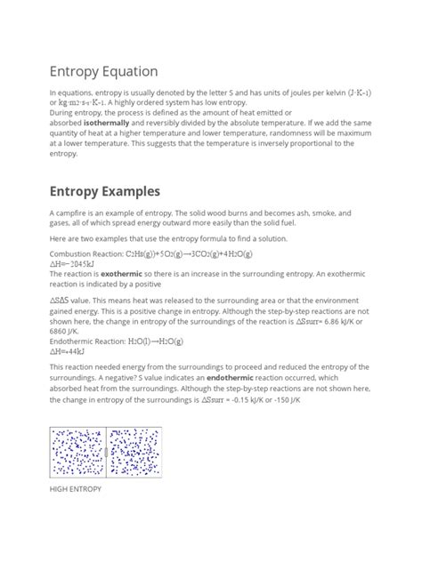 Entropy Examples and Equations | PDF | Entropy | Chemistry
