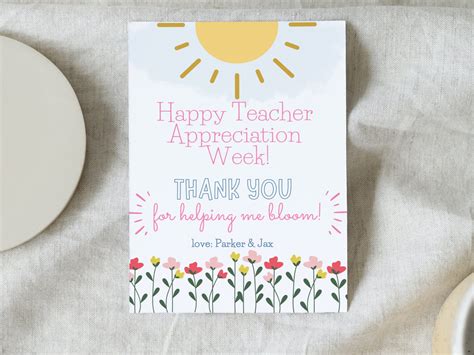 Teacher Appreciation Card Template | Printable Thank You Card for Teacher Gift | Edit, Download ...