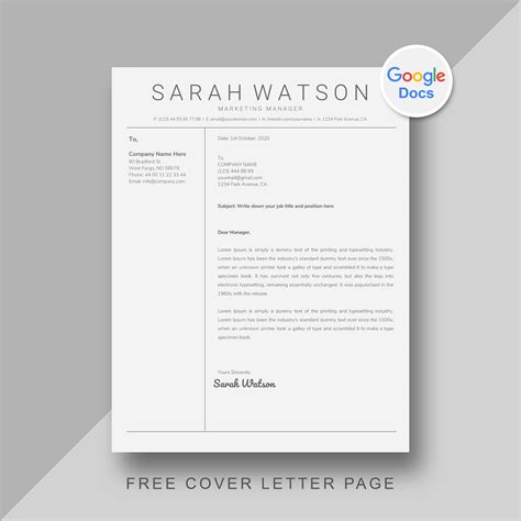 Google Docs Cover Page Template