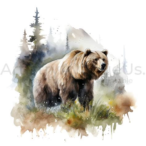 Grizzly Bear Clipart 10 High Quality Jpgs / Digital Planners - Etsy