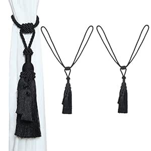 MALOINTEX 2 Pack Curtain Dual Tassel Tiebacks Tie-Backs, Handmade Rope ...